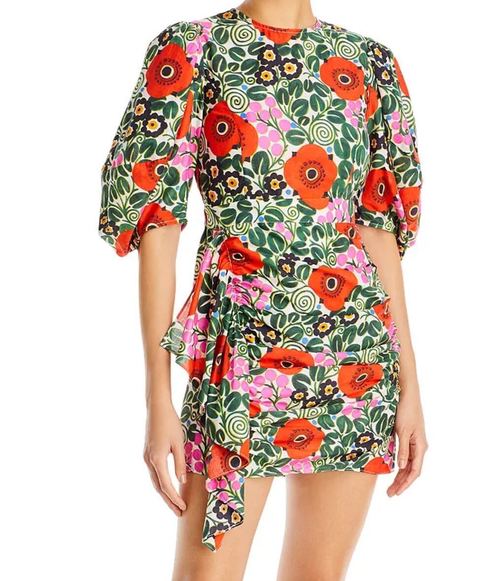 RHODE Pia Floral Print Cotton Mini Dress (6)
